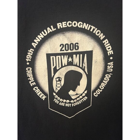 POW MIA LS Biker T-Shirt Cripple Creek Colorado Salute to American Veterans 2006 - Picture 4 of 8